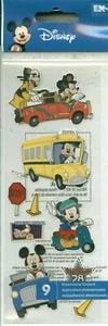 Disney Mickey Goofy Transportation Fire Truck School Bus Scooter Jeep Stickers  - Picture 1 of 1
