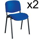 NEW 2x BLUE UPHOLSTERED STACKING ISO CONFERENCE CHAIR OFFICE EXAM EVENT TWO SET