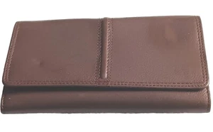 Cartera de cuero para damas Relatividad mejor chequera, marrón NUEVA - Imagen 1 de 7