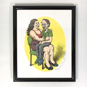 Signed Robert Crumb Sitting on DEVIL GIRL Lap Self-Portrait Framed Artwork Print - Picture 1 of 12