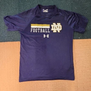 Notre Dame Football Under Armour Adult T-Shirt Small Blue Graphic SS crew K5a - Picture 1 of 10