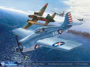 STAMPA ARTISTICA: F4F Wildcat Ohare Medal of Honor - Stampa di Shepherd - Foto 1 di 1