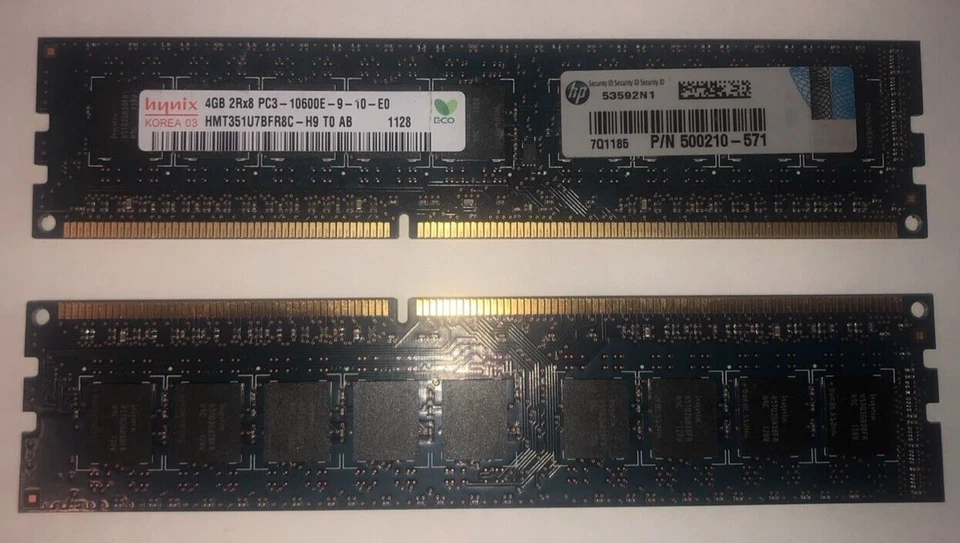 1PC HYNIX 4GB 2Rx8 PC3-10600E-9-10-E0 HP 500210-571 S server ECC memory - Image 1 of 1