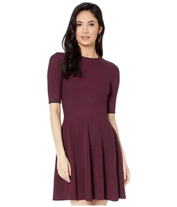 TED BAKER Renyina rib stretch knit fit&flare full skirt skater dress work 3 12 M - Picture 1 of 12