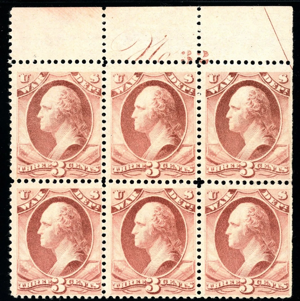 Scott O85 OG MLH US 1873 Official Rare Plate Block $3,000+ - Image 1 of 2
