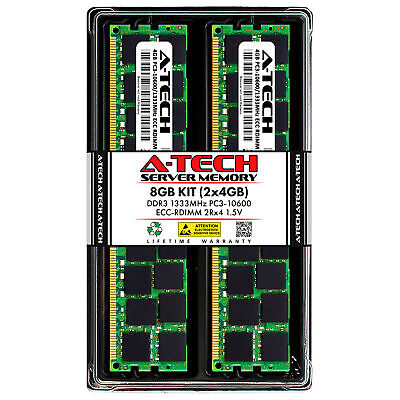 A-Tech 8GB 2x 4GB 2Rx4 PC3-10600R DDR3 1333 MHz ECC REG RDIMM Server Memory RAM • 14.99$