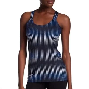 NWOT IVY PARK Blue Black Stripe Racerback Workout Athletic Tank Top Size Small - Picture 1 of 7