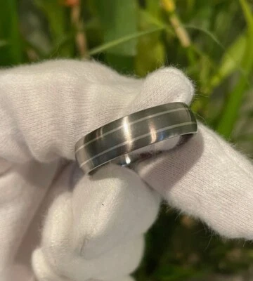 Мужская титана серебряная лента, свадьбы, юбилейное кольцо, ширина 7 мм, сделано на заказ - Изображение 1 из 4