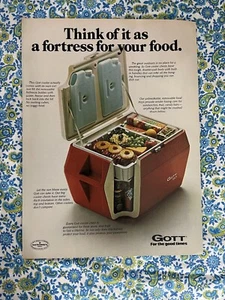 Vintage 1985 Gott Cooler Print Ad Refreeze Bottles In Lid Removable Trays - Picture 1 of 7