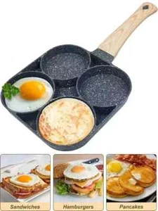 Sartén antiadherente de 4 agujeros para huevos panqueques filete Hamburgo tortilla sartén desayuno - Imagen 1 de 4