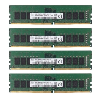 Hynix 64GB 4X16GB DDR4 2400MHz PC4-19200 2RX8 UDIMM Memory Ram HMA82GU6AFR8N-UH - Image 1 of 4