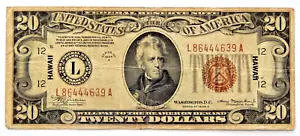United States $20 1934-A " Hawaii " Fr# 2305, No Holes or Tears - Picture 1 of 3