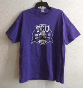 2010 TCU Horned Frogs Perfect Season Graphic Tee T-Shirt Men's Size Large - Picture 1 of 5