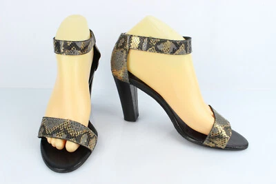 Minelli Sandalias Tacones Cuero Dorado Gris Negro Estilo Pitón T 39 ,Buen Estado - Imagen 1 de 4