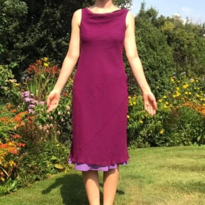 Vintage Purple Laura Ashley Cowl Silk Dress UK Size 8 Fully Lined Elegant - Image 1 of 4