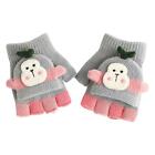 Kids Winter Convertible Knitted Fingerless Gloves With Mitten Flap Cover