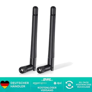 WLAN Antenne Dualband 2,4 GHz 5 GHz 3dBi MIMO RP-SMA Schwarz 2 Stück - Bild 1 von 2