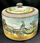 RARE Nippon Humidor Horses Lady in Carraige Home Raised Enamel & Hand Painted