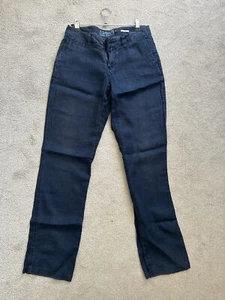 Fatface 100% Linen Navy Summer Trousers, size 8, 31 inch leg - Picture 1 of 5