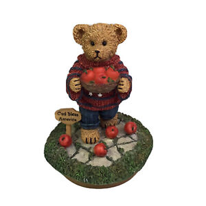 Home Interiors Candle Topper Teddy Bear Basket Apples God Bless America 