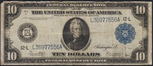 Fr.951 1914 San Francisco $10 Federal Reserve Note Fine - Picture 1 of 2