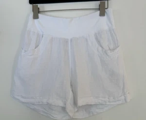 Splendid Iris Damengröße Medium weiß 100 % Leinen Bündchen Shorts Taschen weiß - Bild 1 von 9