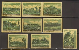 MATCHBOX LABELS LITHUANIA-Archeological treasure,green/y, set of 9, Liepsna-** - Picture 1 of 1