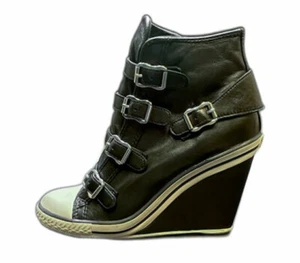 Ash Thelma Wedge Sneaker Black Leather (W) (350116) Women's Size EU 35-38 - Picture 1 of 2