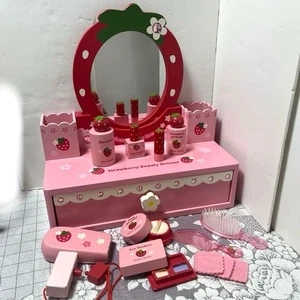 Set Beauty Dresser Madre Giardino Legno Fragola Selvatica Accessori Specchio Rosso - Foto 1 di 16