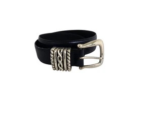 Vintage 95 Brighton Navy Blue Belt w/ Silver Tone Accents - Picture 1 of 7