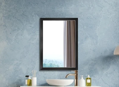 Rectangle Wall Mirror 24 x 36 Walnut Brown Farmhouse Rectangular Vanity Mirror - Image 1 of 4