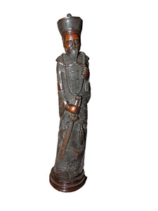 Statua vintage dettagliata resina avorio finto osso saggio imperatore cinese 13" - Foto 1 di 17