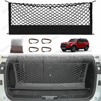 Red de carga de maletero para equipaje de almacenamiento de malla Toyota Land Cruiser Prado con ganchos metálicos Foto 1 de 4
