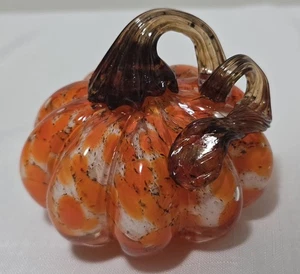 Kunstglas mundgeblasen Glas Kürbis orange Briefbeschwerer Dekoration wunderschön - Bild 1 von 9