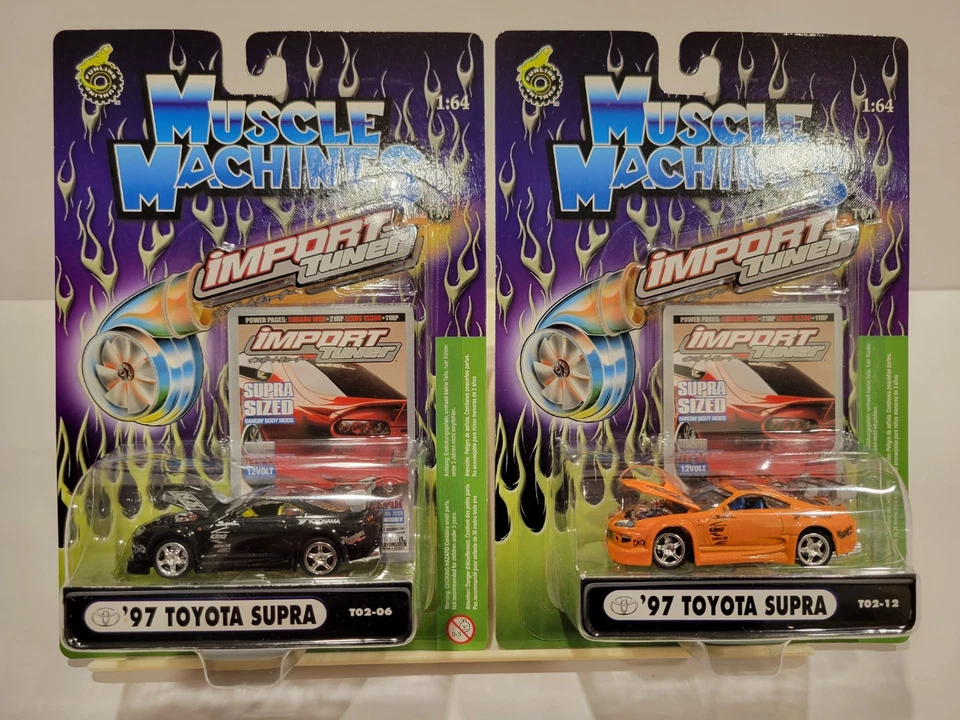 Sintonizador de importación Muscle Machines "Toyota Supra 1997" (juego de 2 autos) 1:64 sellado de fábrica Foto 1 de 4