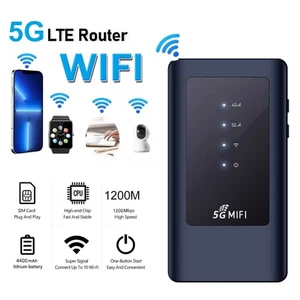 5G MiFi 1200Mbps WiFi6 Dual-Band-Hotspot & SIM-Karten-Slot Kabellos+4400mAh Akku - Picture 1 of 10