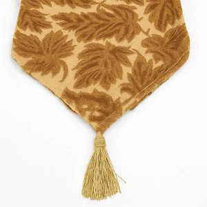 Fall Thanksgiving Table Runner Tapestry 13x54 Gold Leaf Design w/ Tassels NEW - Picture 1 of 11