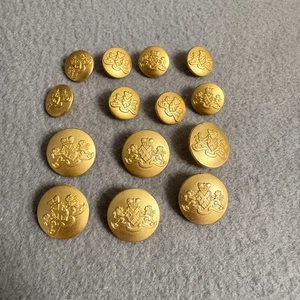 Brooks Brothers Gold Buttons Set of 14 Replacement Metal Crest Shield Blazer - Picture 1 of 5