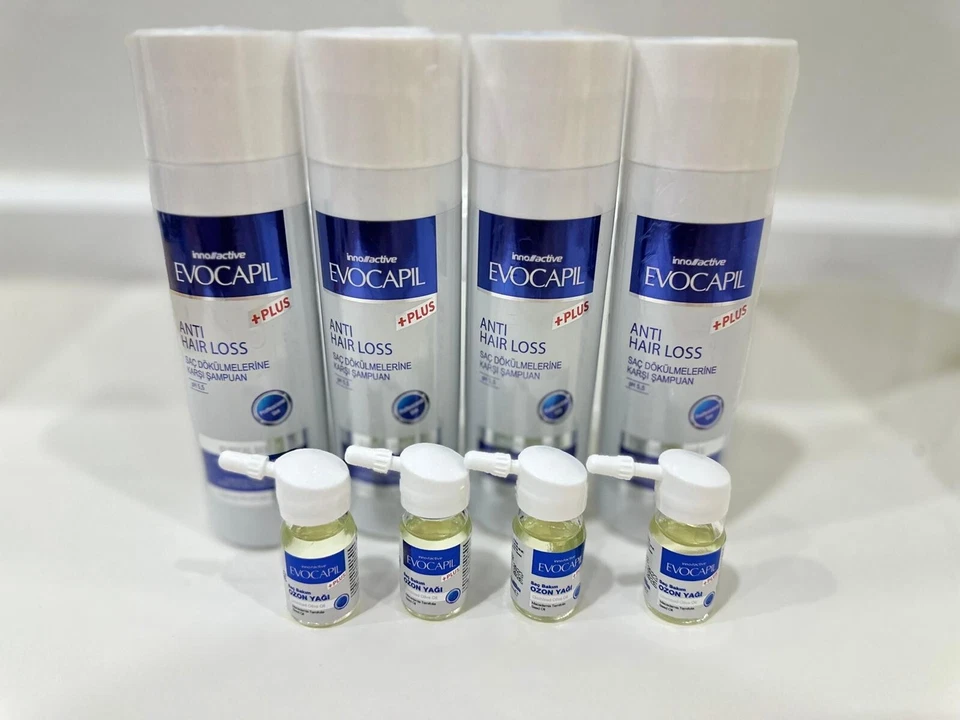 LOTE de 4 champúes para pérdida de cabello Evocapil Plus y 4 LOTES de aceite ozonizado Evocapil JUEGO (NUEVO) Foto 1 de 1