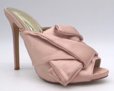 LILIANA Pink Fabric Bow Knot Peep Toe Slide High Heels Women's Size 7 M - Image 1 of 4