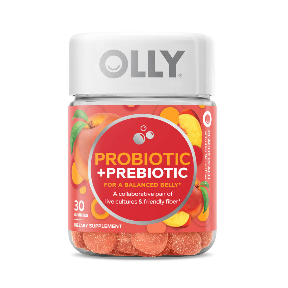 OLLY Probiotic + Prebiotic Gummy Digestive + Gut Health Peach Supplement 30 Ct
