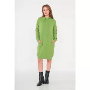 Damen Hoodie-Kleid Feinstrick mit Kapuze Lindgrün 36/38/40 #LK164 - Picture 1 of 5