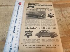 1956 MERCEDES BENZ  220 & SKODA 1200  Australian Sales Advert