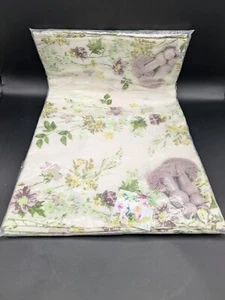 April Cornell Cotton Floral Table Runner w/ Tassels Light Purple 89x17 cottage - Picture 1 of 7