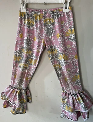 Pastel Mostaza-talla 6x-leggings-bohemio-hippie-flor potencia-dobles volantes-pastel Foto 1 de 3