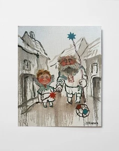Vintage Oil painting Ukrainian puppet theater Ukrainian painter Canvas original - Picture 1 of 13