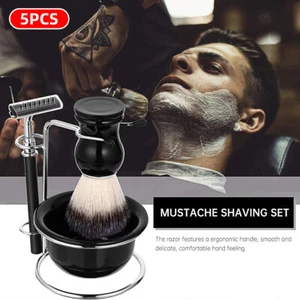 5 in 1 Holder Rack Stand Shave Safety Razor Bowl Tool Men Shaving Brush Mug Cup - Picture 1 of 12