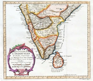 INDIA SRI LANKA "Suite de la carte de l'Indoustan" 1740-60 N. BELLIN ORIGINAL - Picture 1 of 7