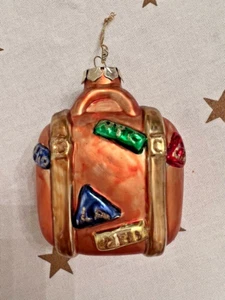 Radko Stil Weihnachten Urlaub Ornament Koffer Reisegepäck mit Aufklebern - Bild 1 von 2