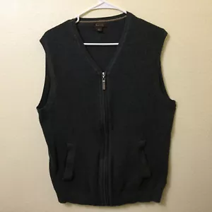 Tasso Elba Sweater Pullover Vest Mens Size Medium Gray Full Zip Front Pockets - Picture 1 of 10